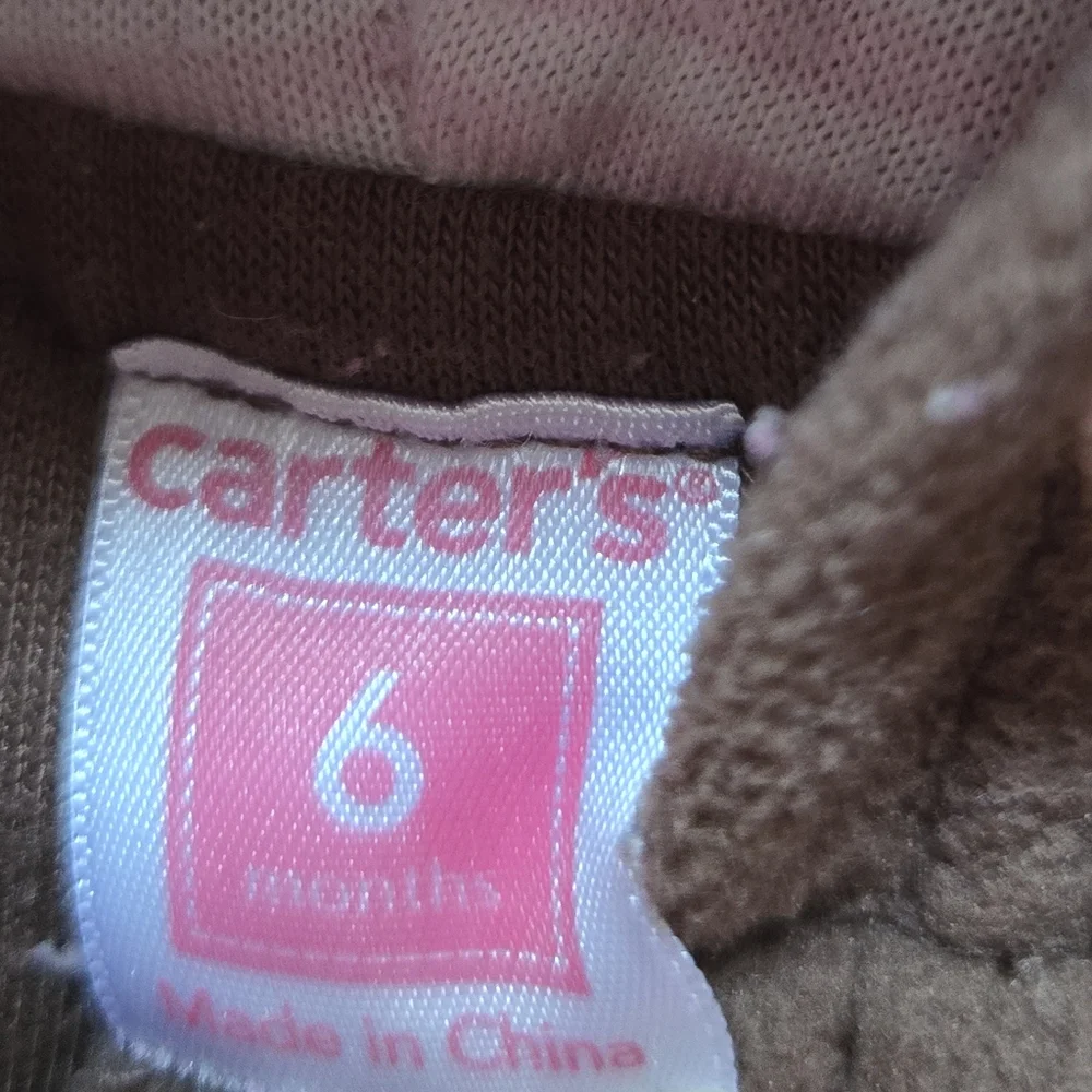🏖 Carters Girl Cold Winter Snowsuit Outerwear Bunting Hooded Bear Ears 6mo